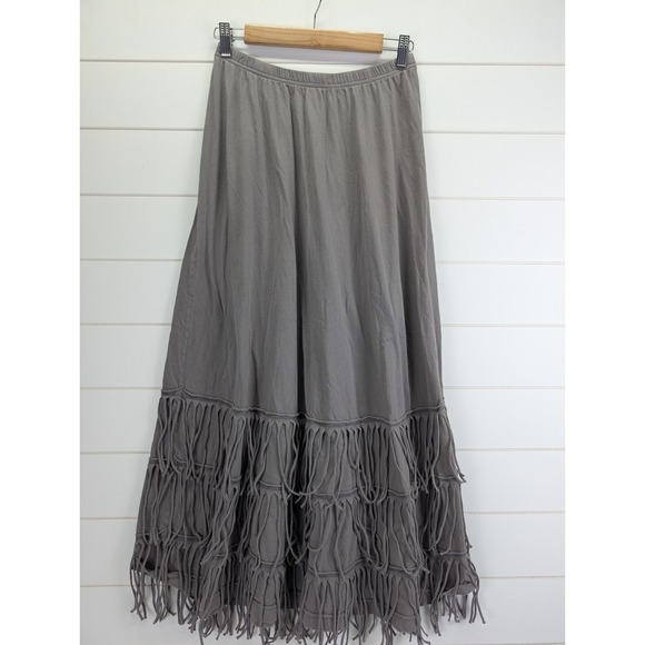 Soft Surroundings Dresses & Skirts - Soft Surroundings Fringe Maxi Skirt Size XS Gray Boho Hippie Gypsy Goblin Fairy